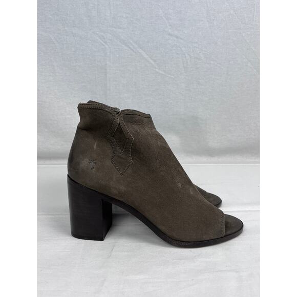 Frye Shoes Danica Peep Toe Heeled Ankle Booties Suede Leather Western Boho Chic - Picture 4 of 10